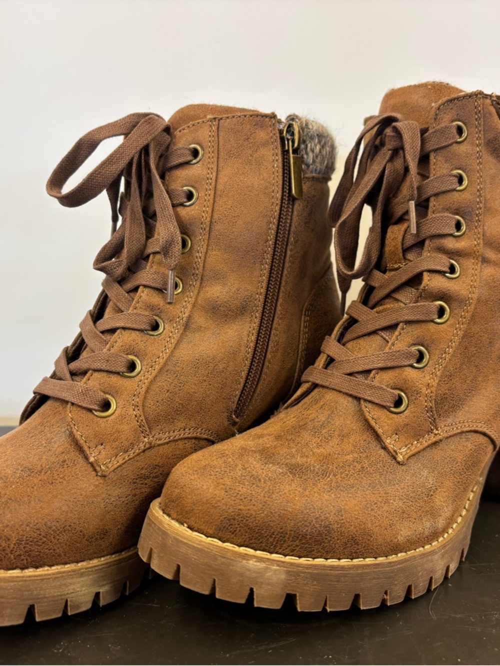 Carlos by Carlos Santana Brown Lace-Up Faux Suede Combat Boots